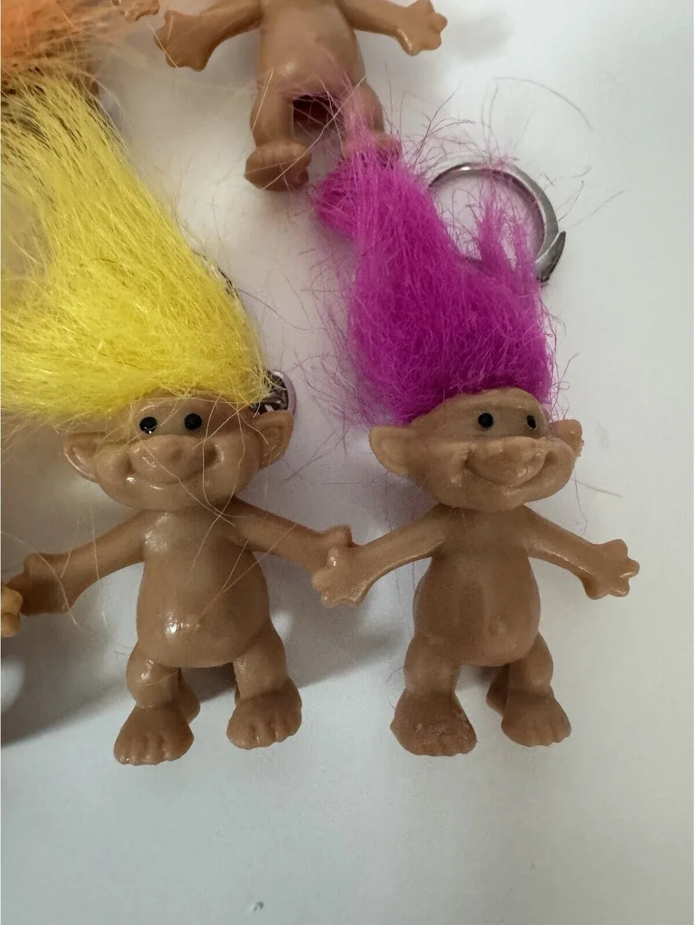 Vintage Acme 1991 Troll Keychains Lot of 8 Neon Hair Mini Troll Dolls Hong Kong